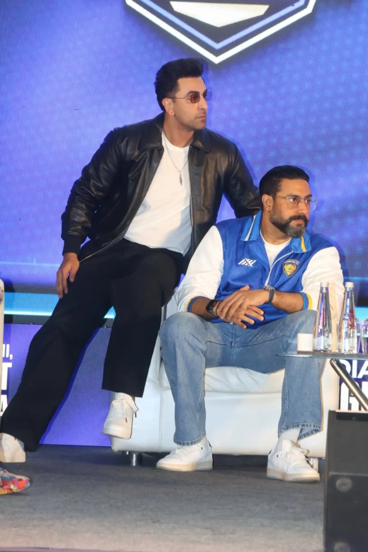 Ranbir Kapoor and Abhishek Bachchan were seen interacting and bonding as they attended the grand launch of the Indian Super Gaming League (ISGL) as special guests.